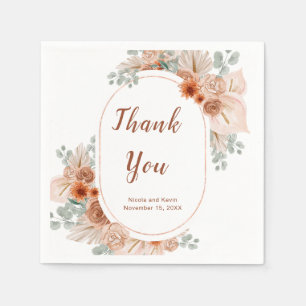 Boho Terracotta Pampas Grass Wedding Napkin