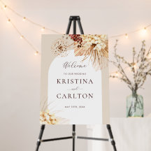 Boho Terracotta Pampas Grass Wedding Welcome