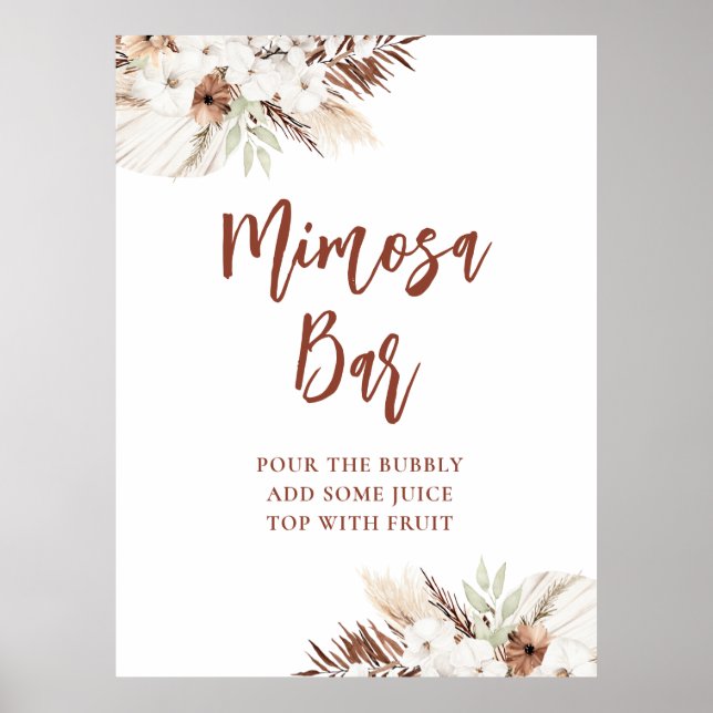 boho terracotta pampas mimosa bar poster (Front)