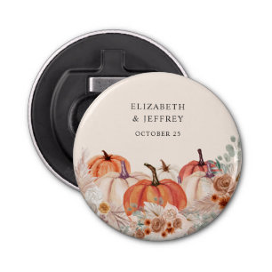 Boho Terracotta Pampas Pumpkins Fall Wedding Bottle Opener