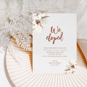 boho terracotta pampas wedding announcement