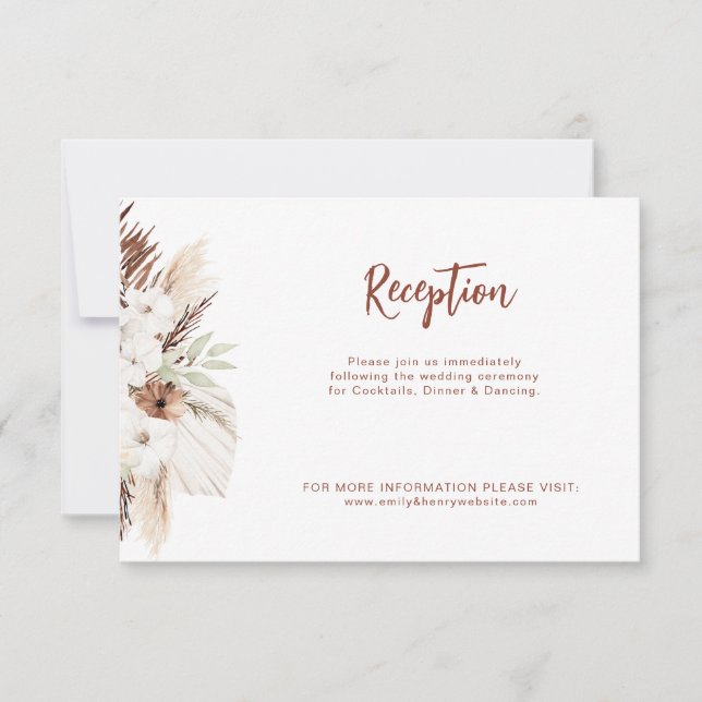 boho terracotta pampas wedding reception thank you card (Front)