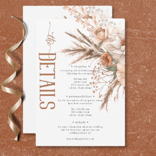 Boho Terracotta Peach & Cream Floral White Details Enclosure Card