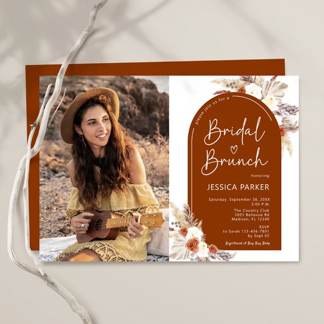 Boho Terracotta Photo Bridal Brunch Invitation (Creator Uploaded)