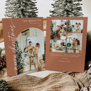 Boho Terracotta Photo Merry Christmas Card
