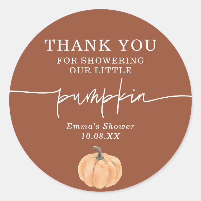 Boho Terracotta Pumpkin Thank You Favour Sticker (Front)