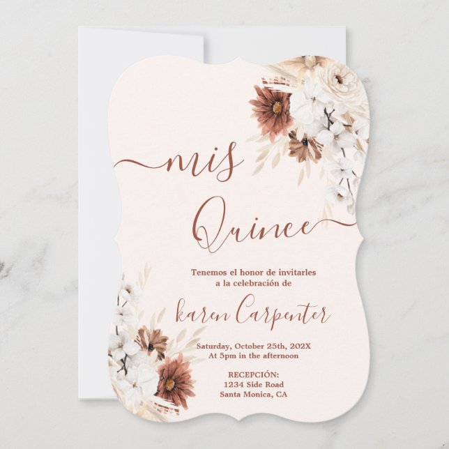 Boho Terracotta Quinceanera Invitation (Front)