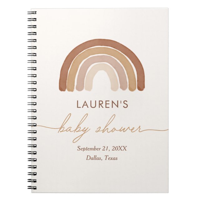 Boho Terracotta Rainbow Baby Shower Guest Book (Front)
