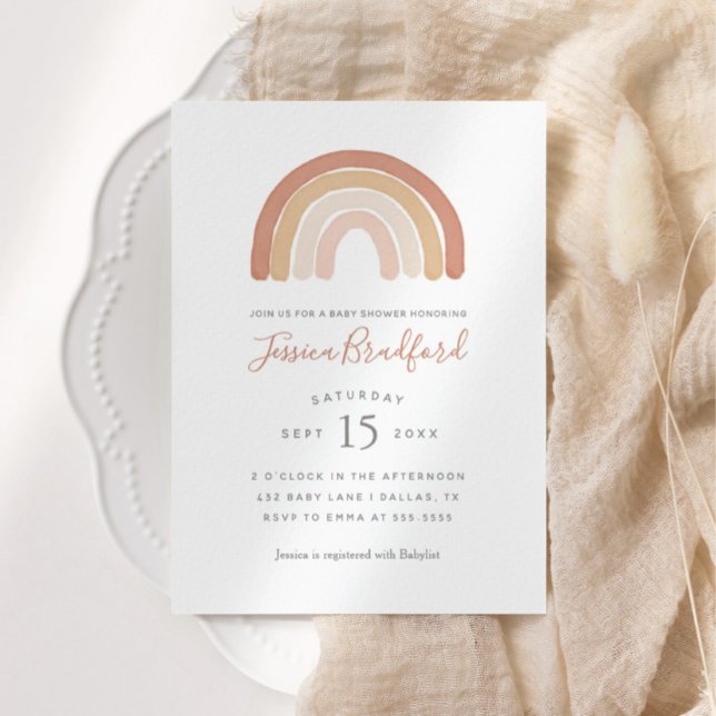 Boho Terracotta Rainbow Baby Shower Invitation (Creator Uploaded)