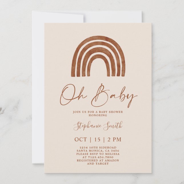 Boho terracotta rainbow Baby Shower Invitation (Front)