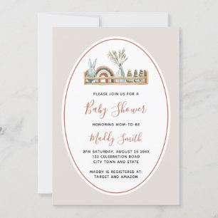 Boho Terracotta Rainbow Baby Shower Invitation