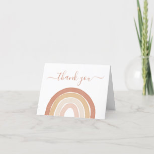 Boho Terracotta Rainbow Baby Shower Thank You Card