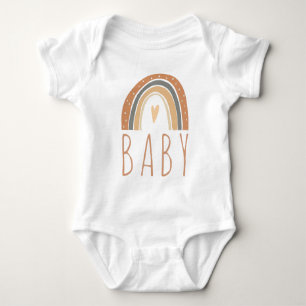 Boho Terracotta Rainbow Heart Baby Jumper Baby Bodysuit