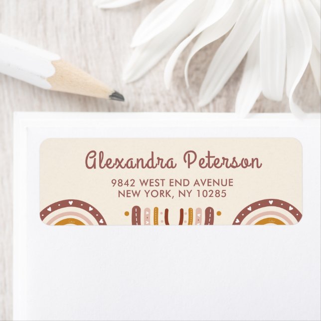 Boho Terracotta Rainbow Return Address Label (Insitu)