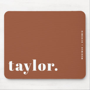 Boho Terracotta Retro Typography Personalised Mouse Pad