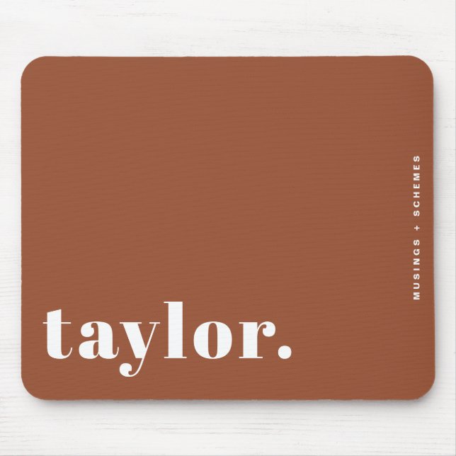 Boho Terracotta Retro Typography Personalised Mouse Pad (Front)