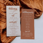 Boho Terracotta Retro Wedding Program<br><div class="desc">This is a retro themed wedding ceremony program. Edit most* wording and colours on this retro wedding invite to make it fit your event theme personal style! (the words "welcome, and, ceremony, wedding party, and thank you" are not editable, but you can change the colours of it!) // For matching...</div>
