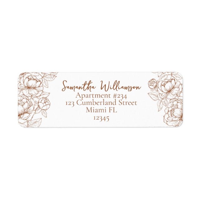 Boho Terracotta Rustic Return Address Wedding  Label (Front)