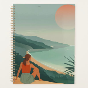 Boho Terracotta Sage Coastal Bay Sunset Landscape Planner
