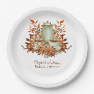 Boho Terracotta Sage Tea Party Dining Tableware Paper Plate