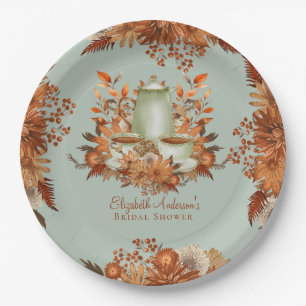 Boho Terracotta Sage Tea Party Dining Tableware Paper Plate