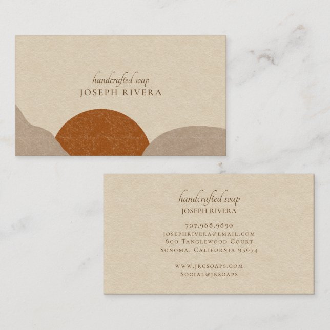 Boho Terracotta Sand Abstract Candle Maker Business Card (Front/Back)