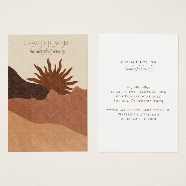 Boho Terracotta Sand Abstract Earring Display Card (Front & Back)