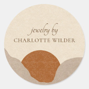 Boho Terracotta Sand Abstract Handmade Jewellery  Classic Round Sticker