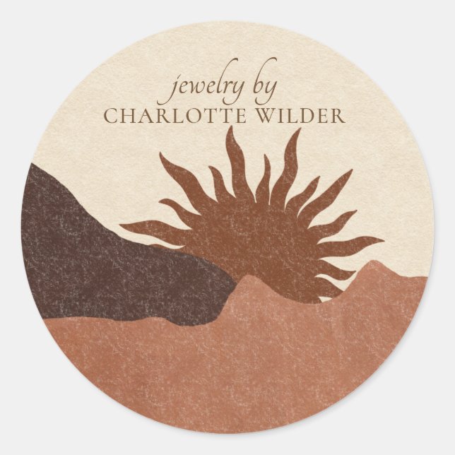 Boho Terracotta Sand Abstract Handmade Jewellery  Classic Round Sticker (Front)