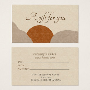 Boho Terracotta Sand Sun Abstract Gift Certificate