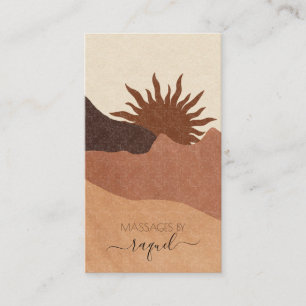 Boho Terracotta Sand Sun Massage Business Card