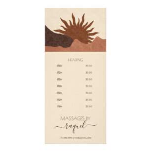 Boho Terracotta Sand Sun Massage Prices Rack Card