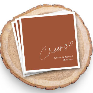 Boho Terracotta Signature Cheers Wedding Napkin