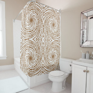 Boho Terracotta Spiral Pattern Shower Curtain