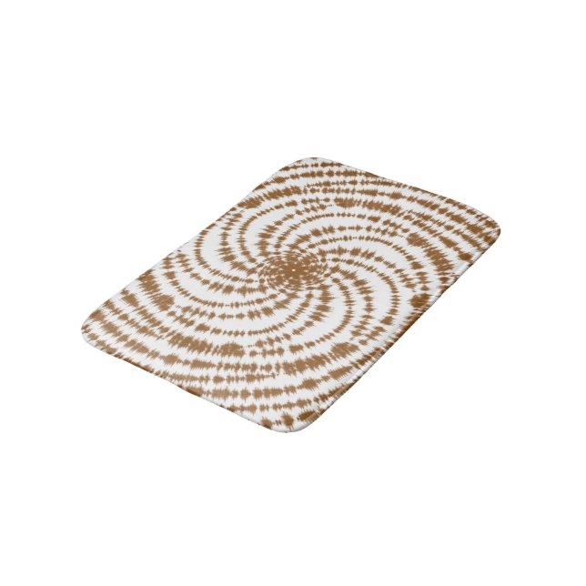 Boho Terracotta Spiral Pattern Tie Dye Bath Mat (Angled)
