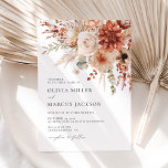 Boho Terracotta Taupe Floral Elegant Wedding Invitation<br><div class="desc">Boho Terracotta Taupe Floral Elegant Simple Wedding Invitation. This wedding Invitation features beautiful hand-printed watercolor terracotta taupe florals and botanicals. The unique floral bouquets are arranged with dahlia, rose, wildflower, and pampas perfect for those who love a boho wedding. Please edit the back of the invitation with your photo. The...</div>