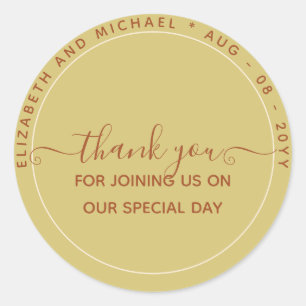Boho Terracotta Thank You Favour Classic Round Sti Sticker