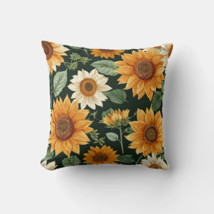 Boho Terracotta Vintage Sunflower Pattern Cushion