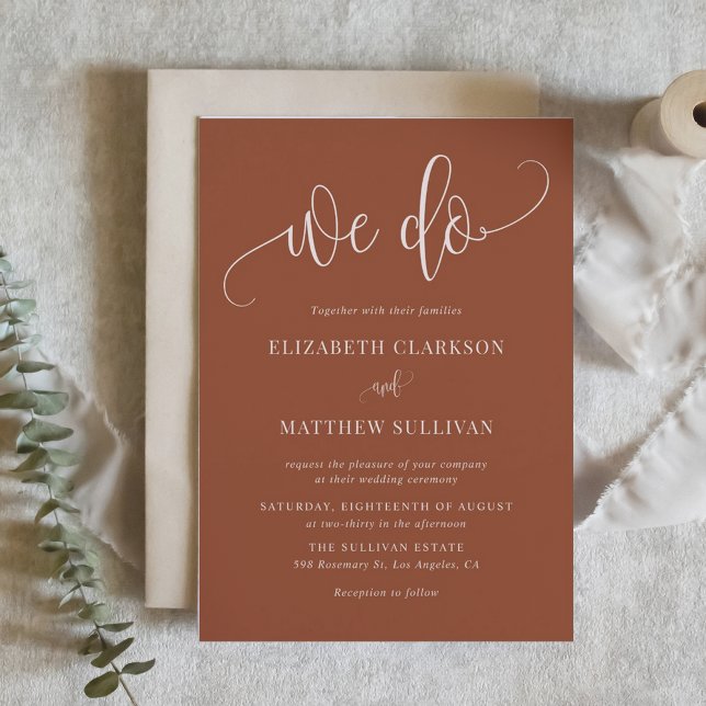Boho Terracotta We Do Modern Calligraphy Wedding Invitation (Boho Terracotta We Do Modern Calligraphy Wedding Invitation)