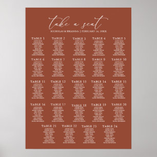 Boho Terracotta Wedding 24 Table Seating Chart