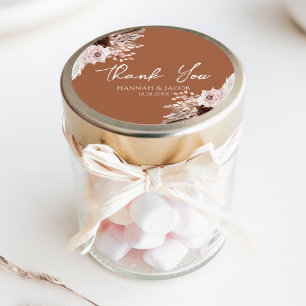 Boho Terracotta Wedding Favour Thank You Classic Round Sticker