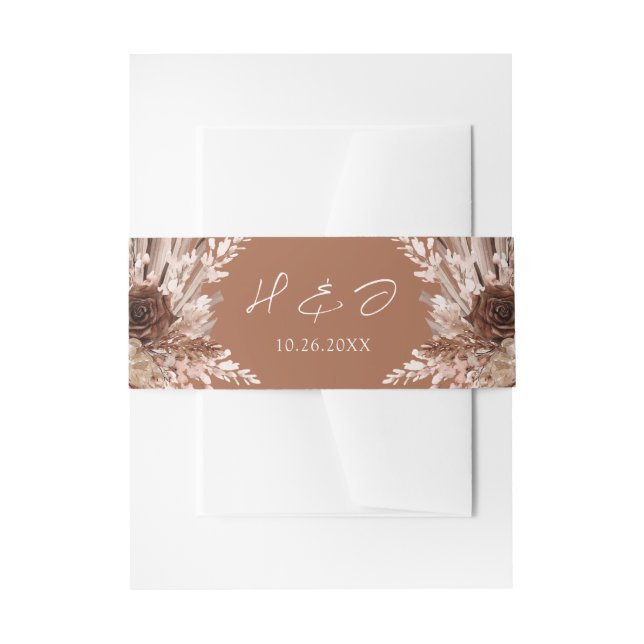 Boho Terracotta Wedding Invitation Belly Band (Front Example)