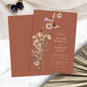 Boho Terracotta Wedding Invitations
