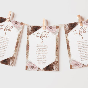 Boho Terracotta Wedding Table Seating Chart Cards