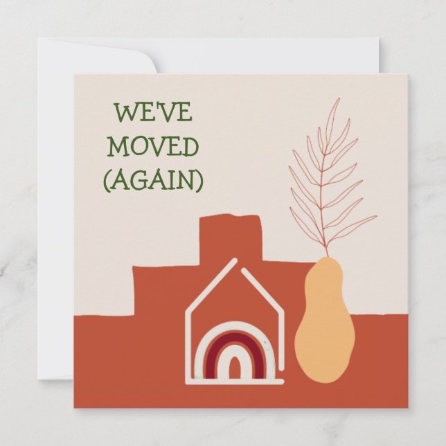 Boho Terracotta We've Moved Again New Address  Holiday Card (Front)