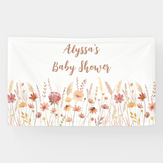 Boho Terracotta Wildflower Baby Shower Banner (Horizontal)