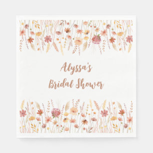 Boho Terracotta Wildflower Bridal Shower Napkin