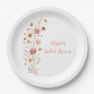 Boho Terracotta Wildflower Bridal Shower Paper Plate