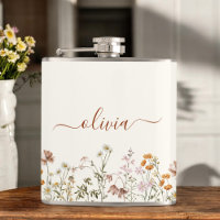 Boho Terracotta Wildflower Monogram Name