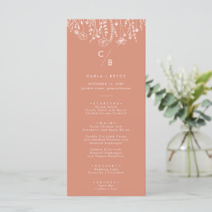 Boho Terracotta Wildflower Monogram Wedding Menu